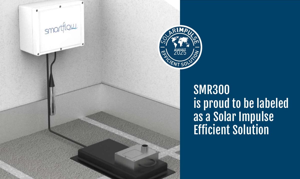 SmartFlow SMR-300 rooftop stormwater management unit installed on a building